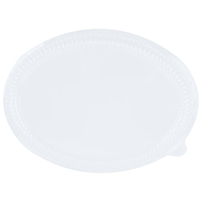 Pulp Safe Oval Clear Plastic Ripple Dome Lid - Fits Sugarcane / Bagasse Plate - 100 count box