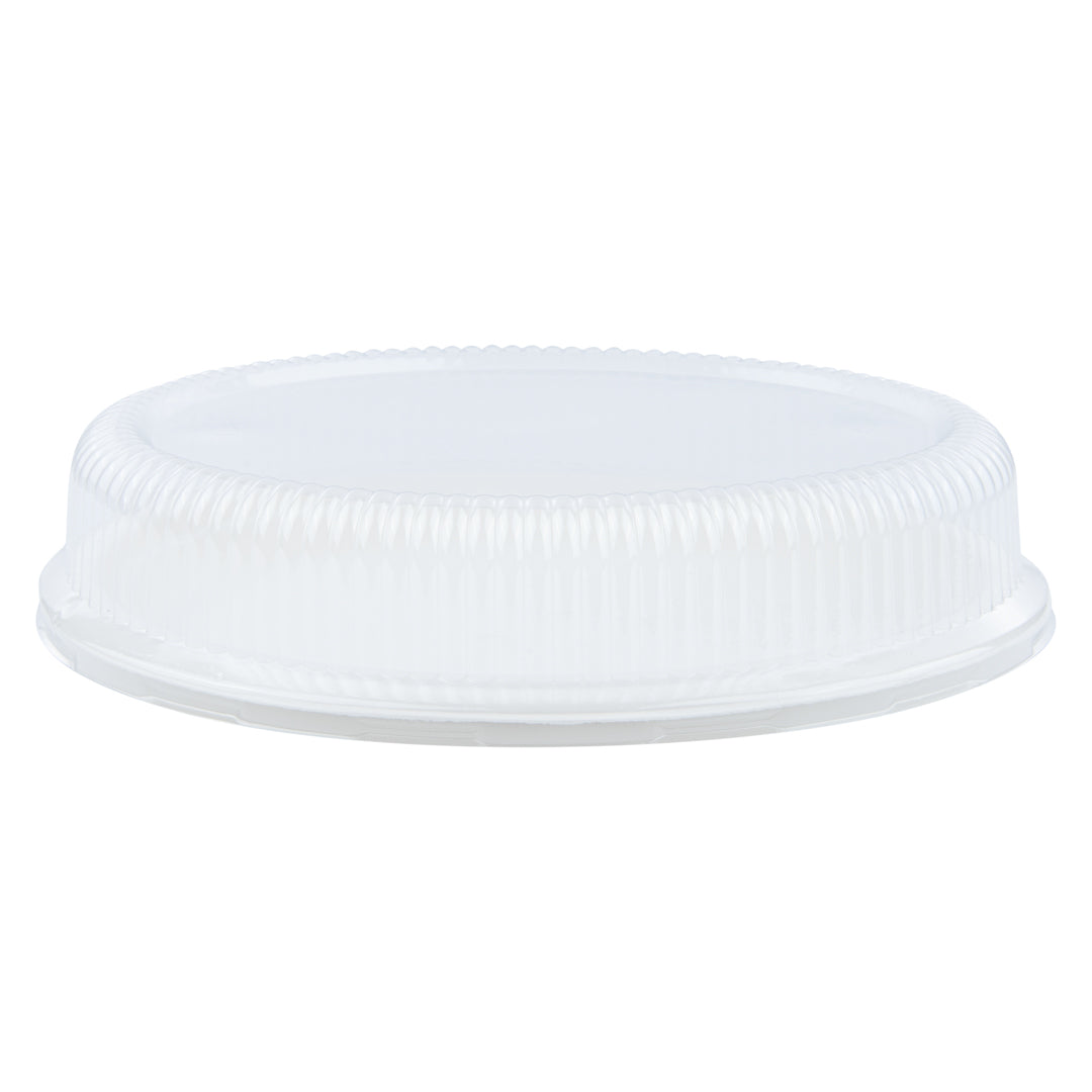 Pulp Safe Oval Clear Plastic Ripple Dome Lid - Fits Sugarcane / Bagasse Plate - 100 count box