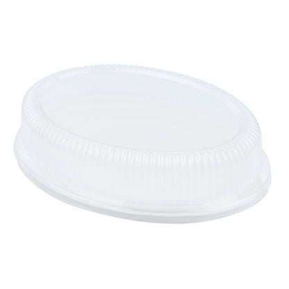 Pulp Safe Oval Clear Plastic Ripple Dome Lid - Fits Sugarcane / Bagasse Plate - 100 count box