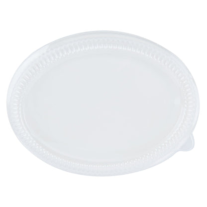 Pulp Safe Oval Clear Plastic Ripple Dome Lid - Fits Sugarcane / Bagasse Plate - 100 count box