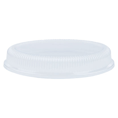 Pulp Safe Oval Clear Plastic Ripple Dome Lid - Fits Sugarcane / Bagasse Large Plate - 100 count box
