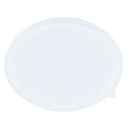 Pulp Safe Oval Clear Plastic Ripple Dome Lid - Fits Sugarcane / Bagasse Large Plate - 100 count box