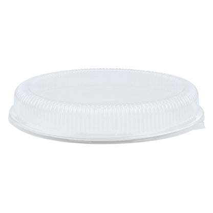 Pulp Safe Oval Clear Plastic Ripple Dome Lid - Fits Sugarcane / Bagasse Large Plate - 100 count box
