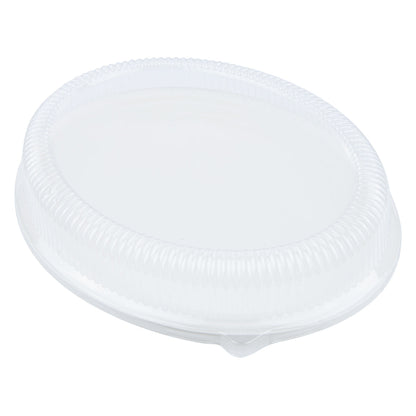 Pulp Safe Oval Clear Plastic Ripple Dome Lid - Fits Sugarcane / Bagasse Large Plate - 100 count box