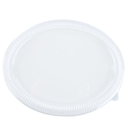 Pulp Safe Oval Clear Plastic Ripple Dome Lid - Fits Sugarcane / Bagasse Large Plate - 100 count box