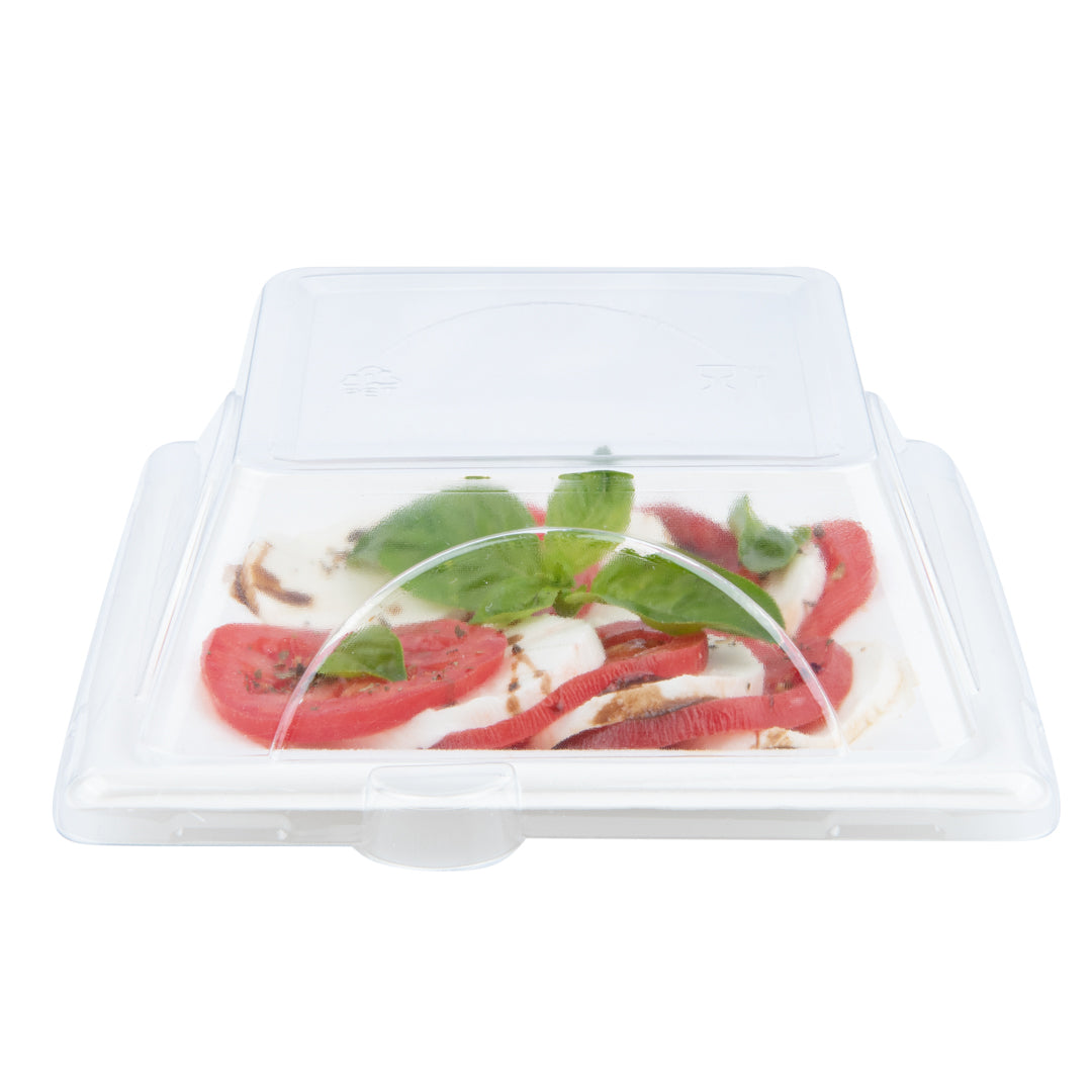 Pulp Tek Square Clear Plastic Dome Lid - Fits Sugarcane / Bagasse Small Plate - 100 count box