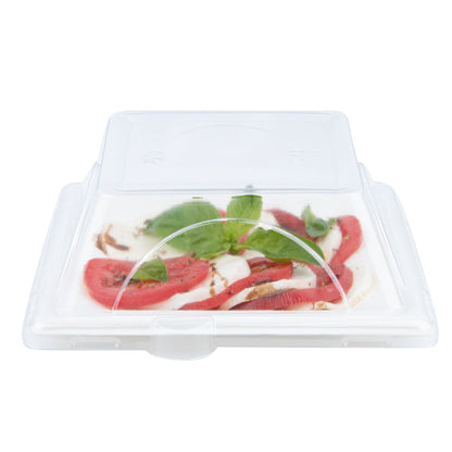 Pulp Tek Square Clear Plastic Dome Lid - Fits Sugarcane / Bagasse Small Plate - 100 count box
