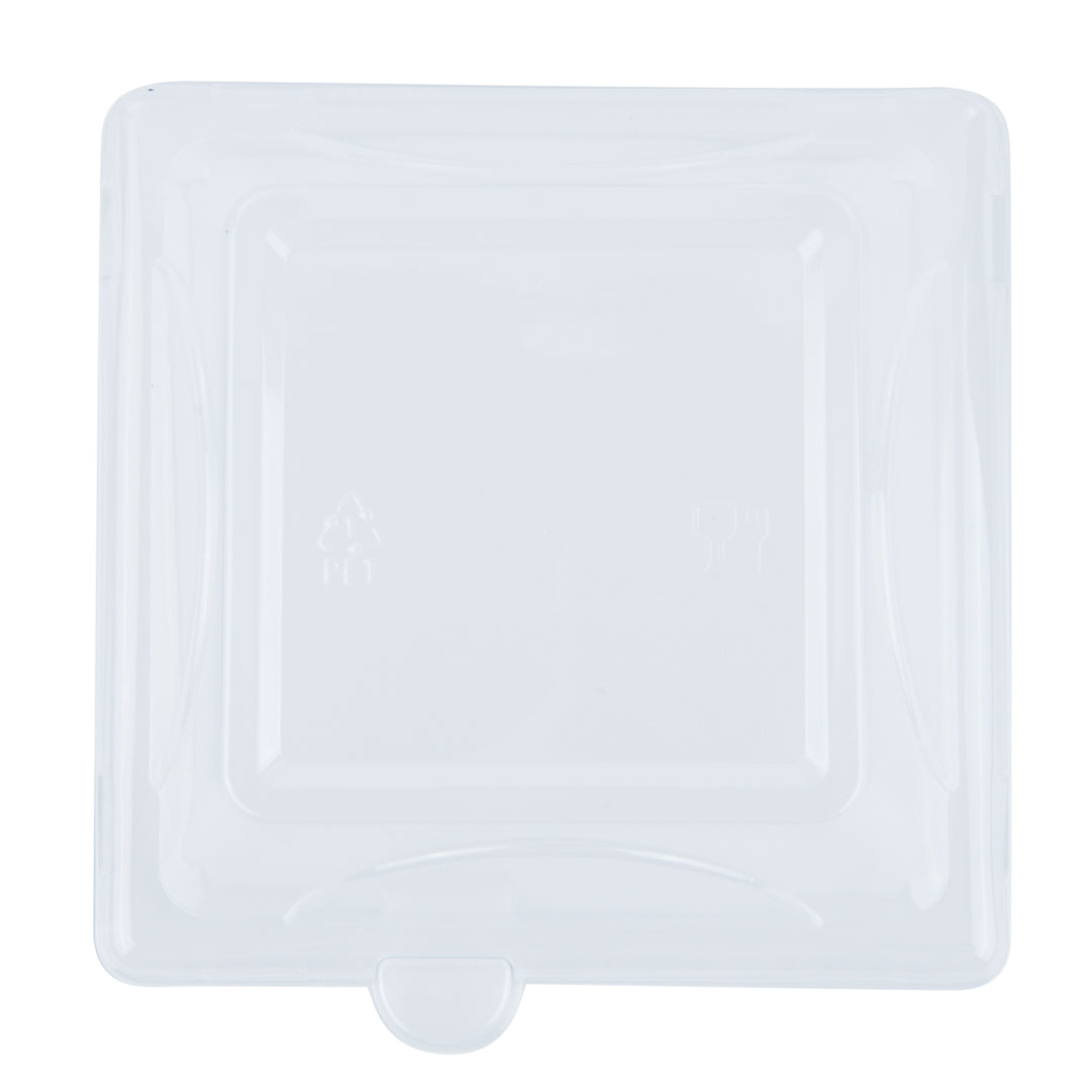 Pulp Tek Square Clear Plastic Dome Lid - Fits Sugarcane / Bagasse Small Plate - 100 count box