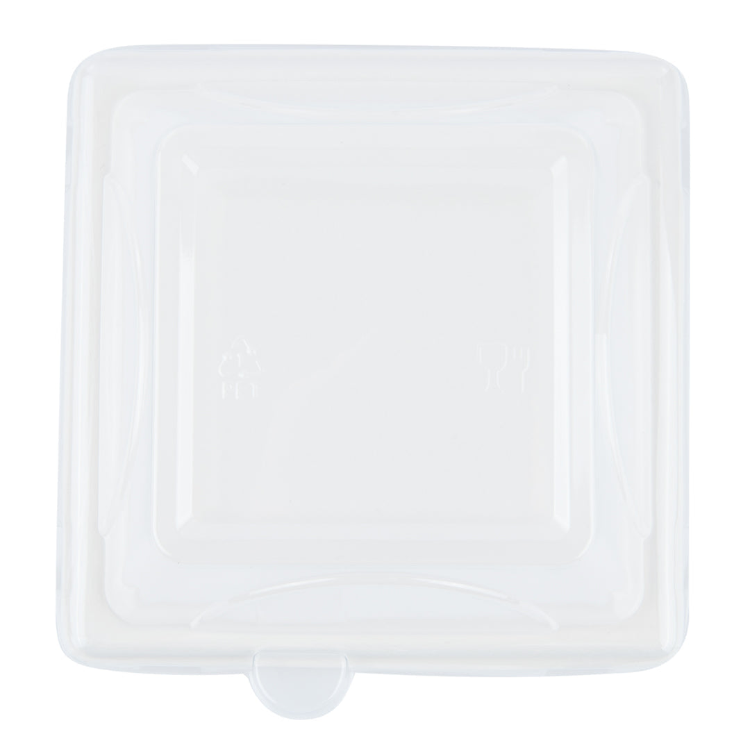 Pulp Tek Square Clear Plastic Dome Lid - Fits Sugarcane / Bagasse Small Plate - 100 count box
