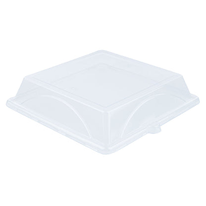 Pulp Safe Square Clear Plastic Dome Lid - Fits Sugarcane / Bagasse Large Plate - 100 count box