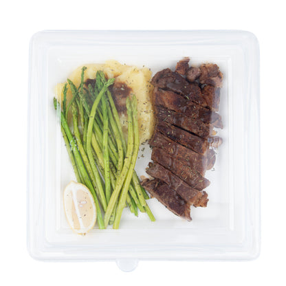 Pulp Safe Square Clear Plastic Dome Lid - Fits Sugarcane / Bagasse Large Plate - 100 count box