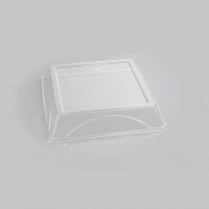 Pulp Safe Square Clear Plastic Dome Lid - Fits Sugarcane / Bagasse Large Plate - 100 count box