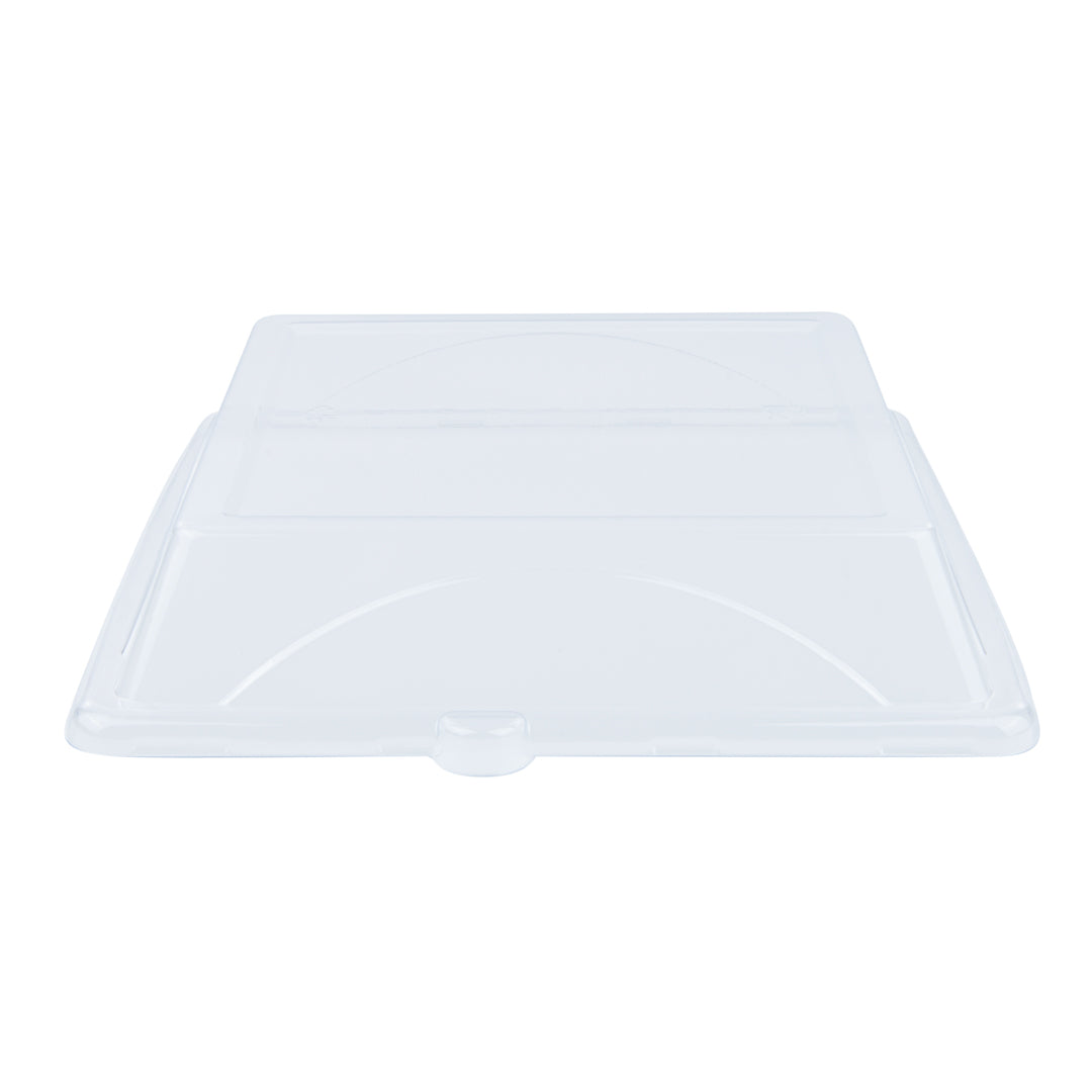 Pulp Safe Square Clear Plastic Dome Lid - Fits Sugarcane / Bagasse Large Plate - 100 count box