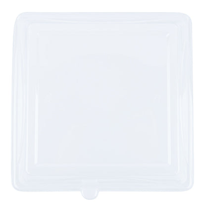 Pulp Safe Square Clear Plastic Dome Lid - Fits Sugarcane / Bagasse Large Plate - 100 count box