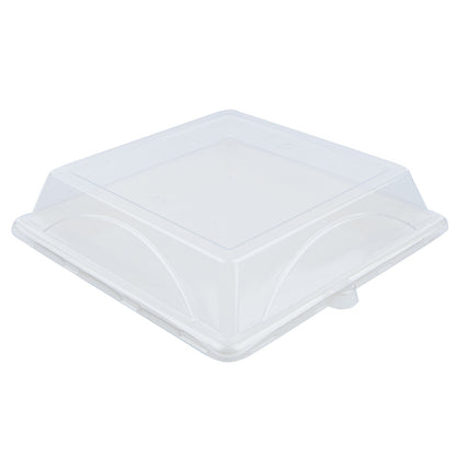 Pulp Safe Square Clear Plastic Dome Lid - Fits Sugarcane / Bagasse Large Plate - 100 count box