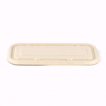 Pulp Tek Rectangle Natural Sugarcane / Bagasse Lid - Fits Catering Container - 100 count box