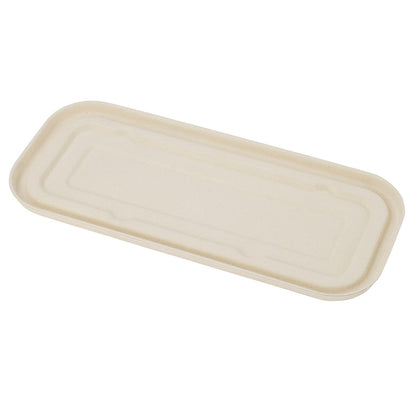 Pulp Tek Rectangle Natural Sugarcane / Bagasse Lid - Fits Catering Container - 100 count box