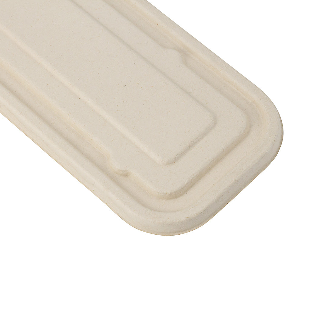 Pulp Tek Rectangle Natural Sugarcane / Bagasse Lid - Fits Catering Container - 100 count box