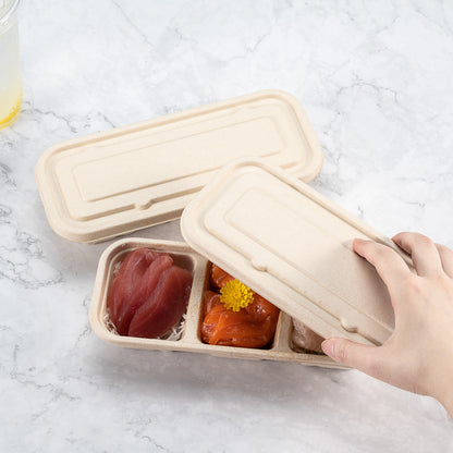 Pulp Tek Rectangle Natural Sugarcane / Bagasse Lid - Fits Catering Container - 100 count box