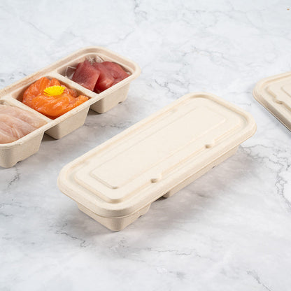 Pulp Tek Rectangle Natural Sugarcane / Bagasse Lid - Fits Catering Container - 100 count box