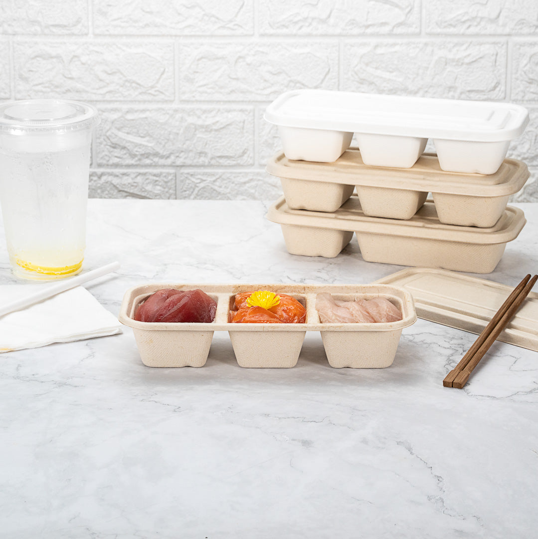 Pulp Tek Rectangle Natural Sugarcane / Bagasse Lid - Fits Catering Container - 100 count box