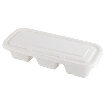 Pulp Tek Rectangle White Sugarcane / Bagasse Lid - Fits Catering Container - 100 count box