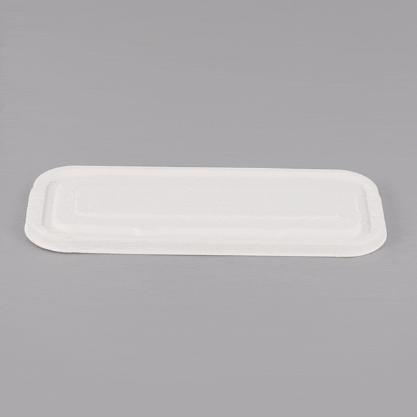 Pulp Tek Rectangle White Sugarcane / Bagasse Lid - Fits Catering Container - 100 count box