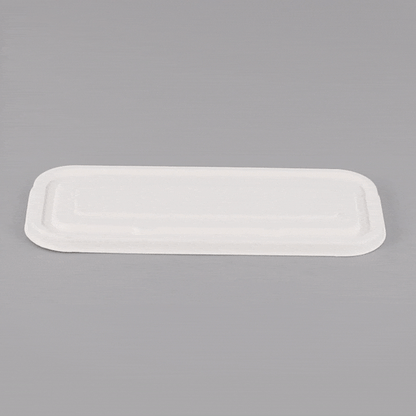 Pulp Tek Rectangle White Sugarcane / Bagasse Lid - Fits Catering Container - 100 count box