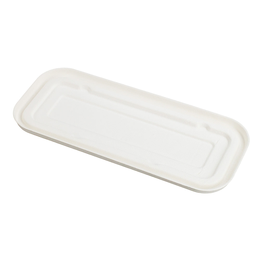 Pulp Tek Rectangle White Sugarcane / Bagasse Lid - Fits Catering Container - 100 count box