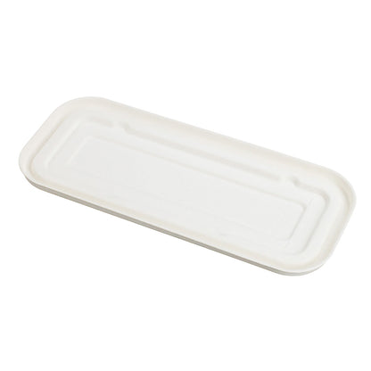 Pulp Tek Rectangle White Sugarcane / Bagasse Lid - Fits Catering Container - 100 count box