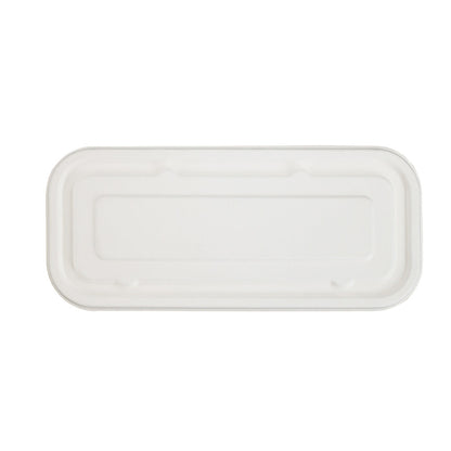 Pulp Tek Rectangle White Sugarcane / Bagasse Lid - Fits Catering Container - 100 count box