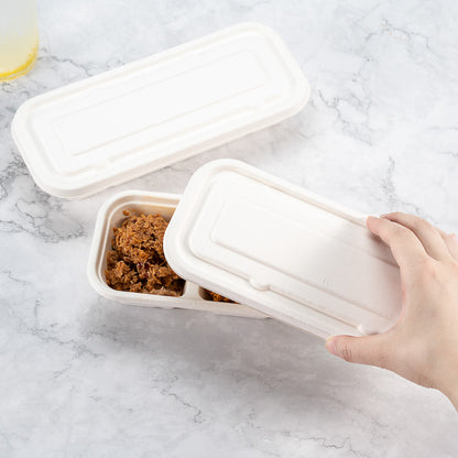 Pulp Tek Rectangle White Sugarcane / Bagasse Lid - Fits Catering Container - 100 count box