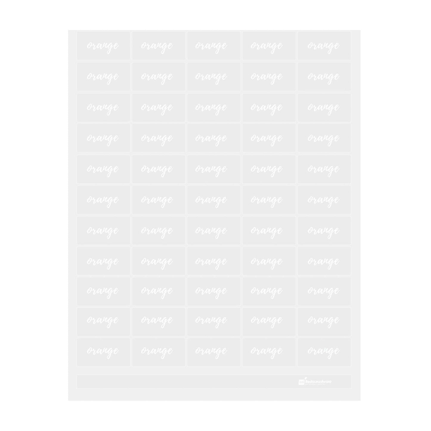 Label Tek Plastic Orange Label - Clear with White Font, Water-Resistant - 2" x 1" - 100 count box
