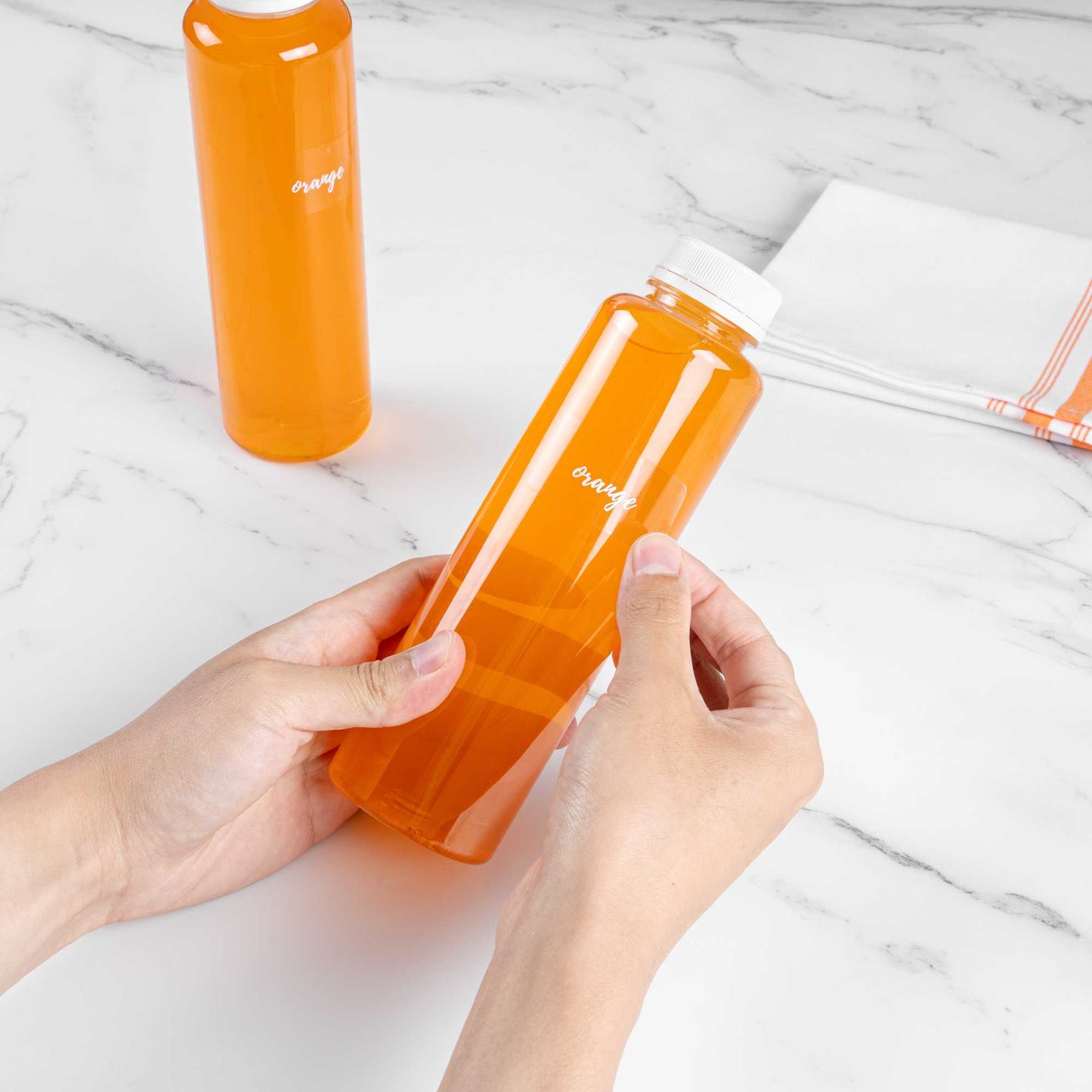 Label Tek Plastic Orange Label - Clear with White Font, Water-Resistant - 2" x 1" - 100 count box