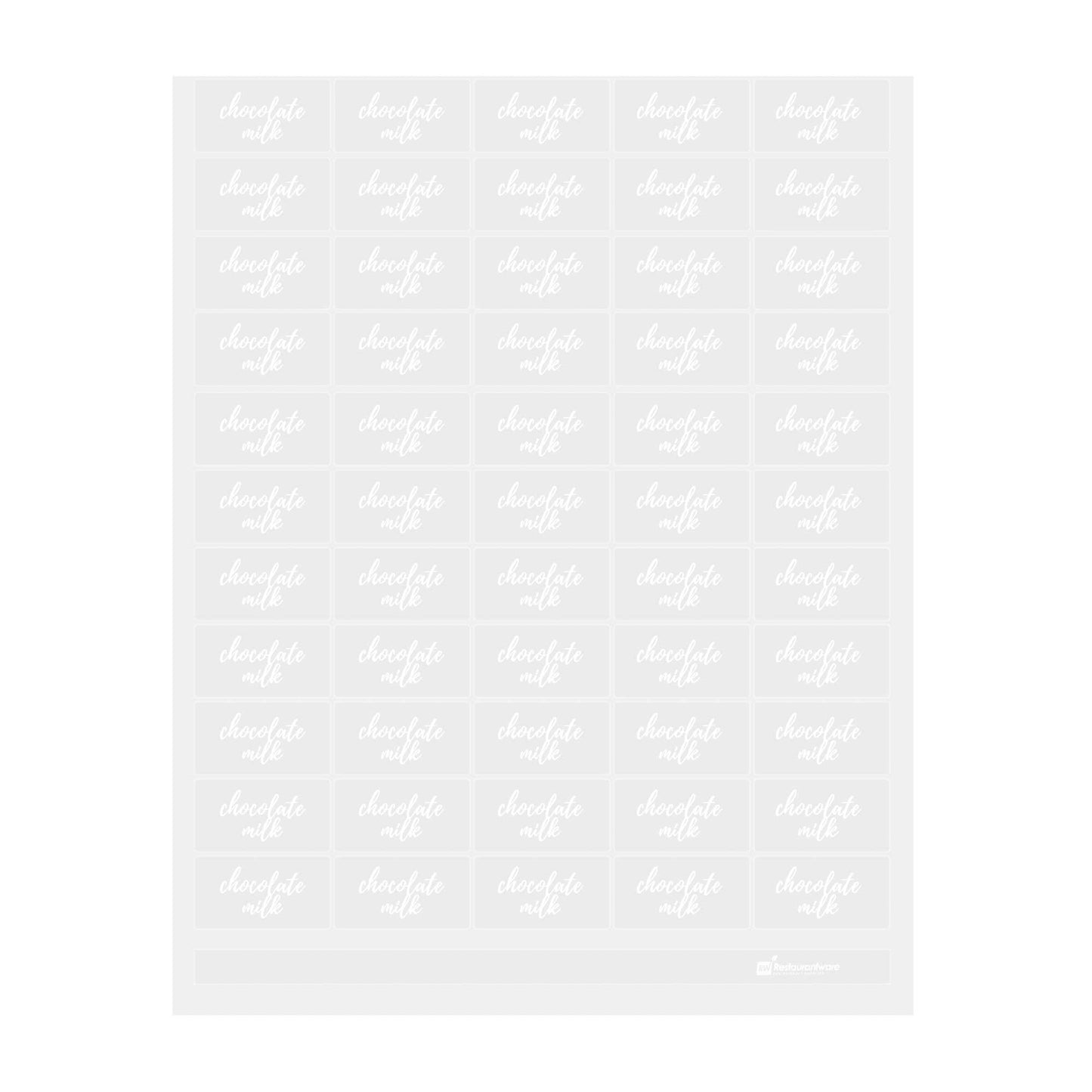 Label Tek Plastic Chocolate Milk Label - Clear with White Font, Water-Resistant - 2" x 1" - 100 count box