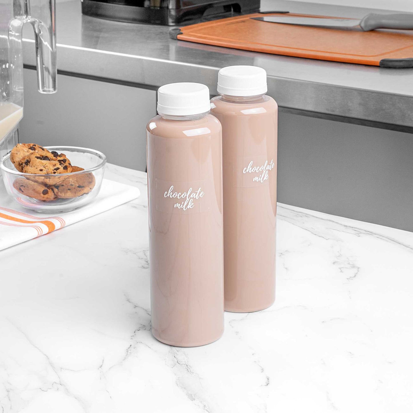 Label Tek Plastic Chocolate Milk Label - Clear with White Font, Water-Resistant - 2" x 1" - 100 count box