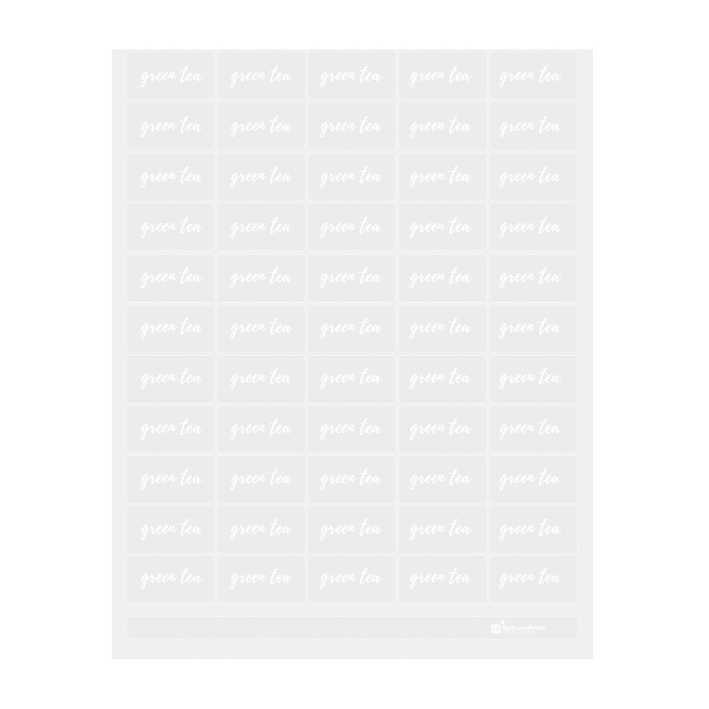 Label Tek Plastic Green Tea Label - Clear with White Font, Water-Resistant - 2" x 1" - 100 count box