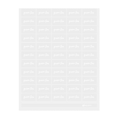 Label Tek Plastic Green Tea Label - Clear with White Font, Water-Resistant - 2" x 1" - 100 count box