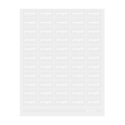 Label Tek Plastic Pineapple Label - Clear with White Font, Water-Resistant - 2" x 1" - 100 count box