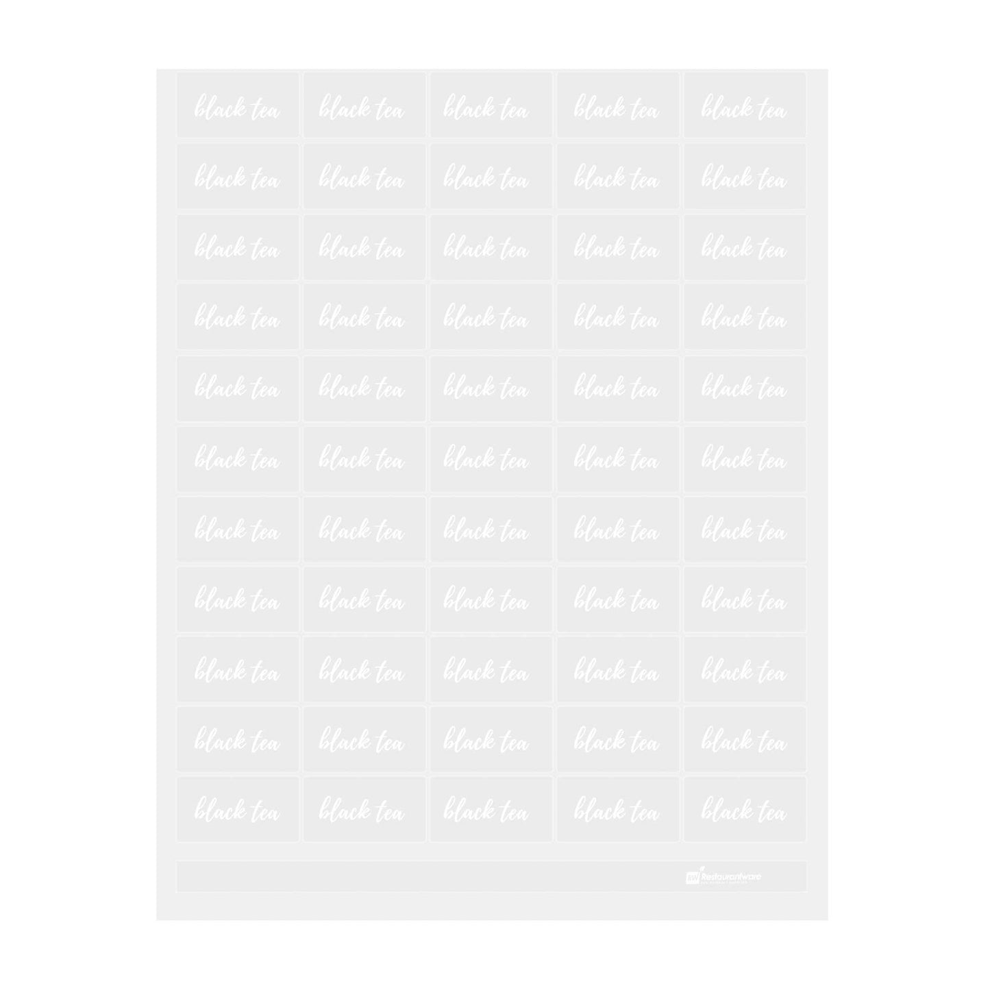 Label Tek Plastic Black Tea Label - Clear with White Font, Water-Resistant - 2" x 1" - 100 count box