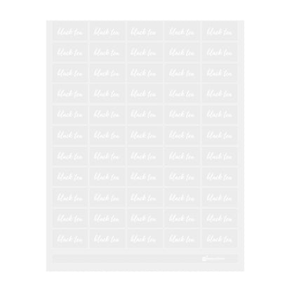 Label Tek Plastic Black Tea Label - Clear with White Font, Water-Resistant - 2" x 1" - 100 count box