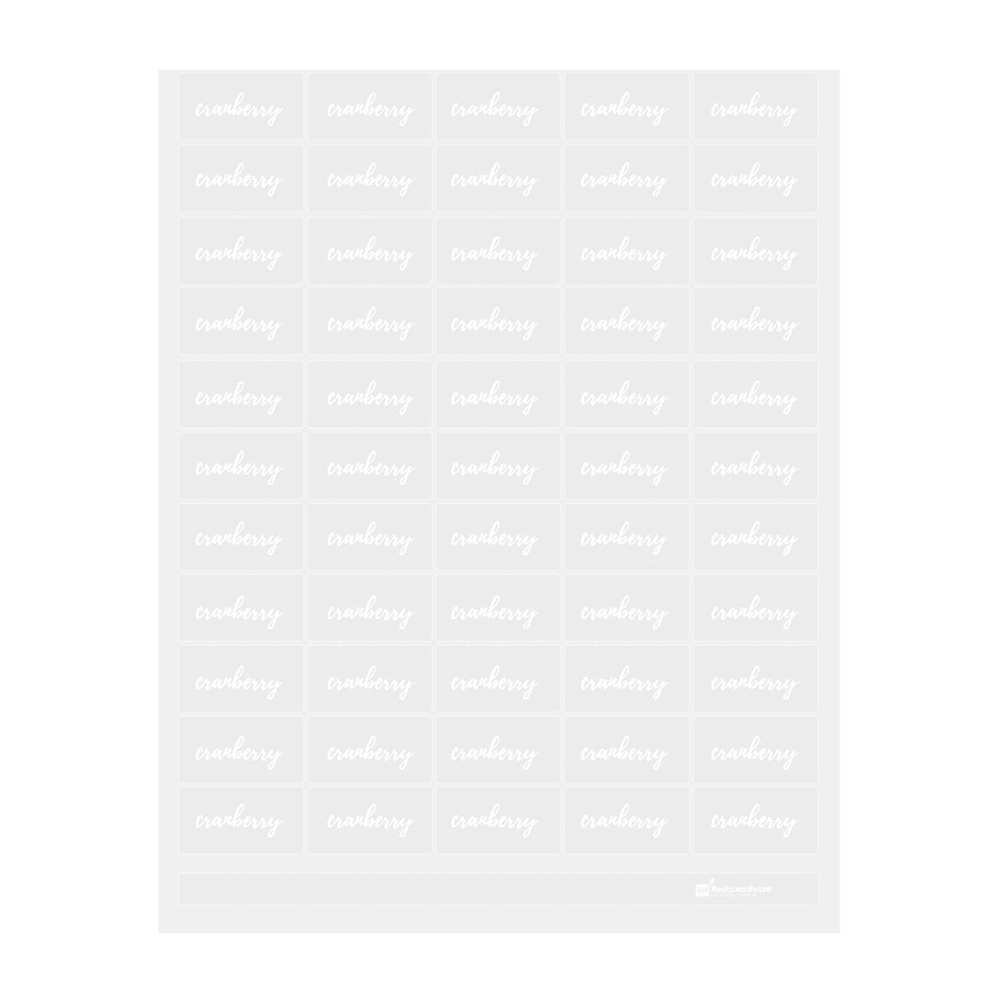 Label Tek Plastic Cranberry Label - Clear with White Font, Water-Resistant - 2" x 1" - 100 count box