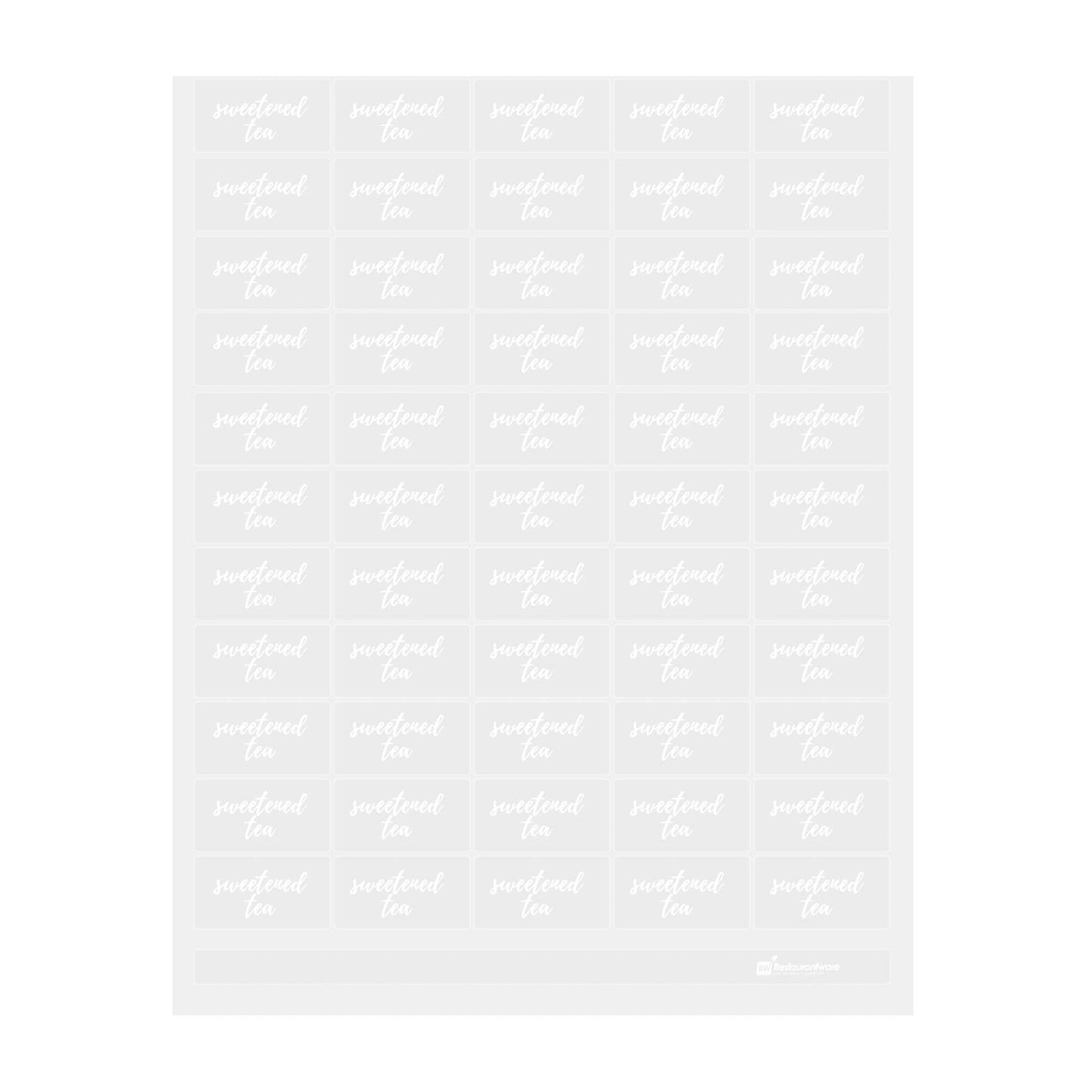Label Tek Plastic Sweetened Tea Label - Clear with White Font, Water-Resistant - 2" x 1" - 100 count box