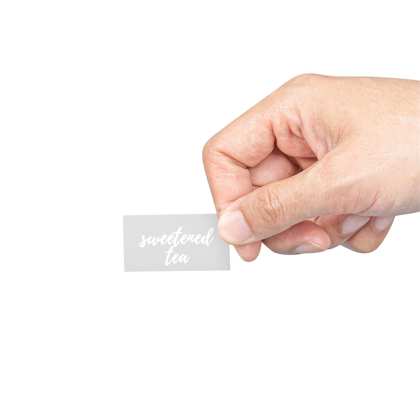 Label Tek Plastic Sweetened Tea Label - Clear with White Font, Water-Resistant - 2" x 1" - 100 count box