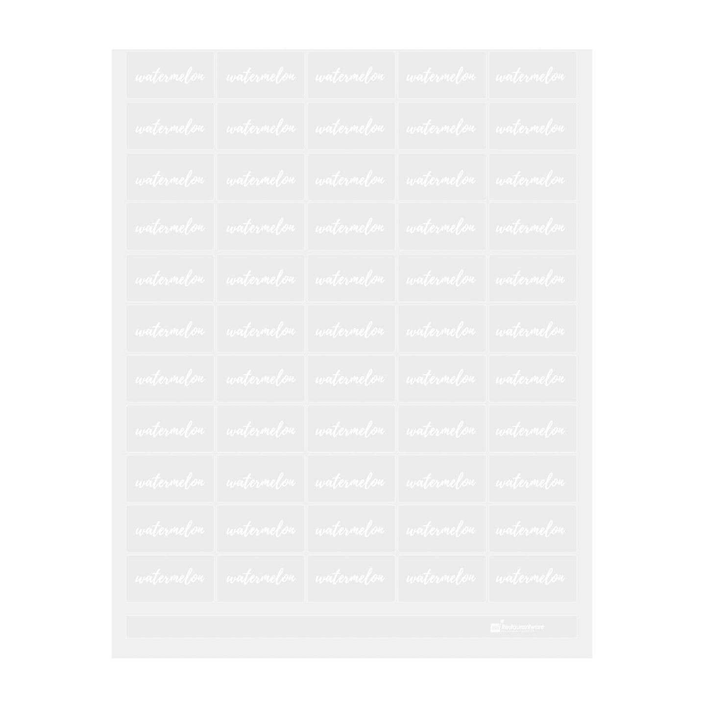Label Tek Plastic Watermelon Label - Clear with White Font, Water-Resistant - 2" x 1" - 100 count box