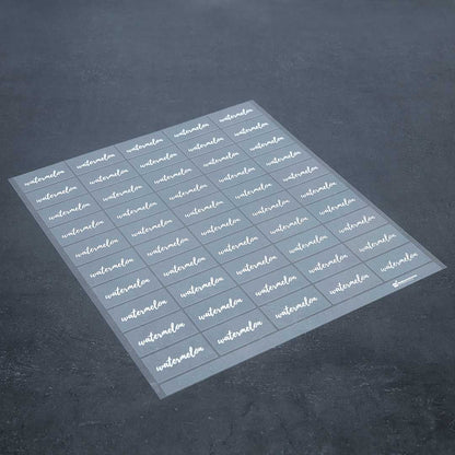 Label Tek Plastic Watermelon Label - Clear with White Font, Water-Resistant - 2" x 1" - 100 count box