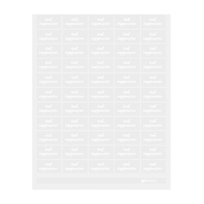 Label Tek Plastic Iced Cappuccino Label - Clear with White Font, Water-Resistant - 2" x 1" - 100 count box