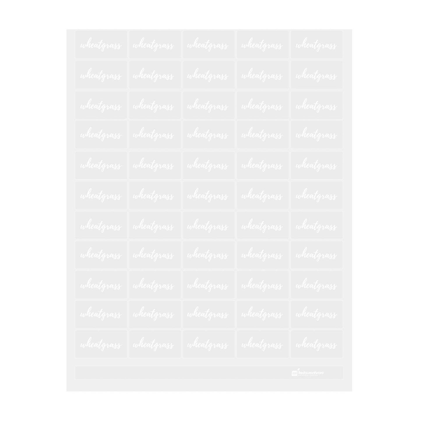 Label Tek Plastic Wheatgrass Label - Clear with White Font, Water-Resistant - 2" x 1" - 100 count box