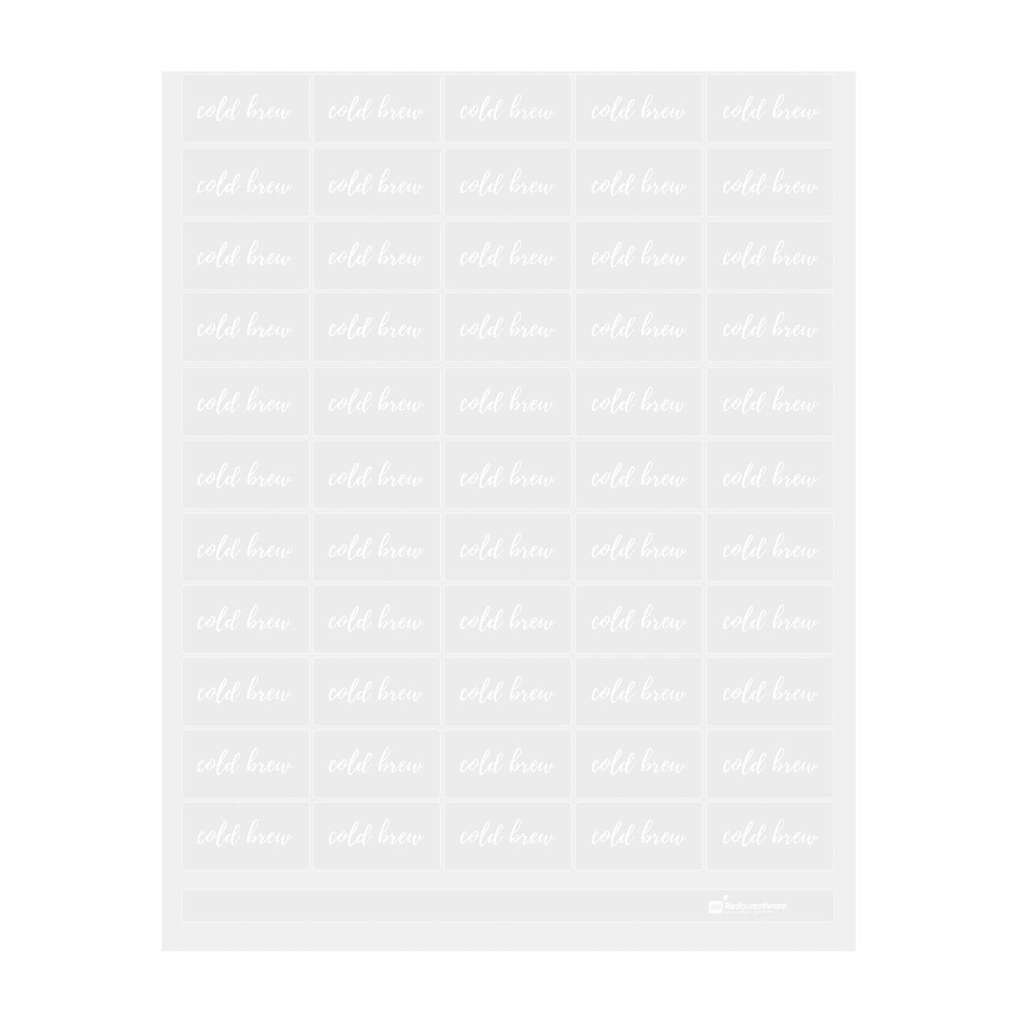 Label Tek Plastic Cold Brew Label - Clear with White Font, Water-Resistant - 2" x 1" - 100 count box