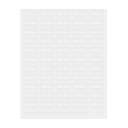 Label Tek Plastic Cold Brew Label - Clear with White Font, Water-Resistant - 2" x 1" - 100 count box